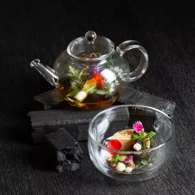 Soup served in a teapot at Enigma Yorkville
