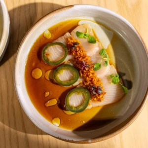 Hamachi crudo at AP Restaurant in Toronto Hamachi crudo at AP Restaurant in Toronto