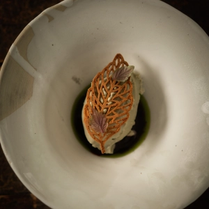 Indigenous food experiences in Canada | White pine oil apple sorbet at Naagan in Owen Sound, Ontario