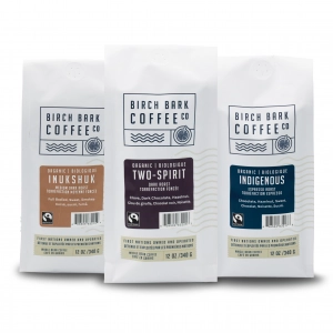 Birch Bark Coffee Co. Two-Spirit Dark Roast, Inukshuk Medium Dark Roast and Indigenous Espresso Medium Dark Roast Birch Bark Coffee Co. Two-Spirit Dark Roast, Inukshuk Medium Dark Roast and Indigenous Espresso Medium Dark Roast