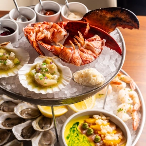 A seafood tower at The Chase in Toronto