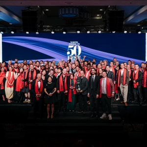 All of the award-winners take the stage at the North America's 50 Best Restaurant award ceremony in New Orleans