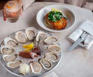 Oysters and a cocktail at Pink Sky