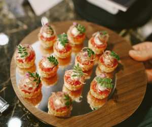 Visa Infinite Dining Series | A tray of canapes at the Alo Visa Infinite Dining Series