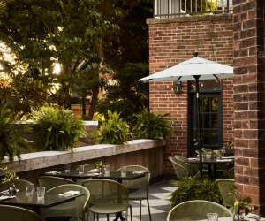 The patio at The Belvedere Hotel in Kingston