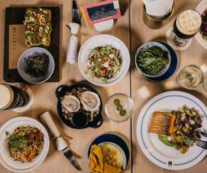 A spread of dishes at The Walrus Pub