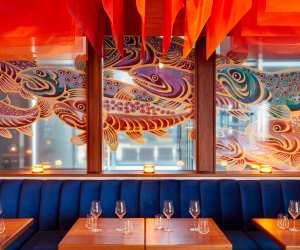 Restaurants with art | Hideki Kimura's swimming koi fish mural
