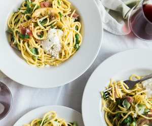 Plates of pasta and cheese