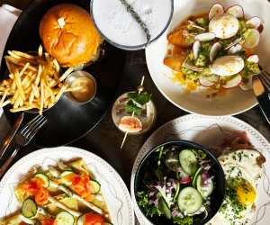A spread of dishes at Cluny Bistro & Boulangerie