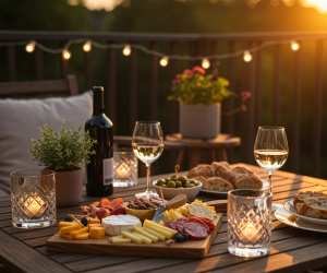 Summer wine | A spread of wine and snacks outside on the patio