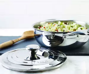 Le Creuset stainless saucier pan