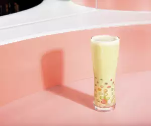 Vanilla matcha milk tea from Toronto's Bar Mordecai