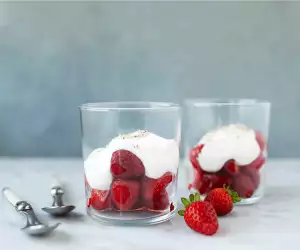 strawberry dessert with almond cream sauce