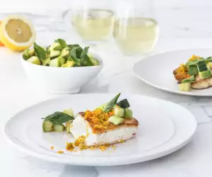 Pescatarian recipes | Citrus dusted wild halibut with fresh avocado salsa