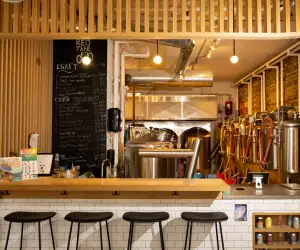 The bar inside Red Tape Brewery