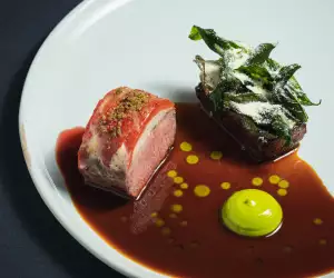 Enigma Yorkville | A beef dish is served at the Michelin-starred Enigma Yorkville