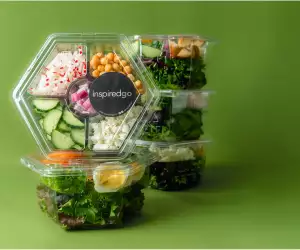 Inspired Go salads | A stack of salads from Canadian company Inspired Go