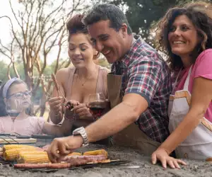 Father's Day wine and spirits | A family barbecuing