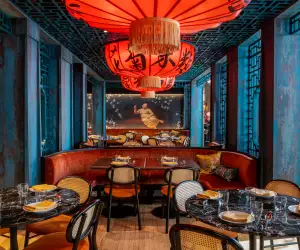 The dining room inside Honey Chinese